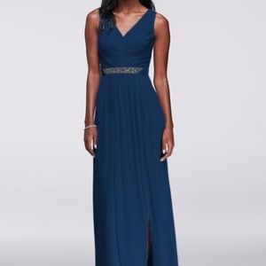 David's Bridal formal bridesmaid dress in navy